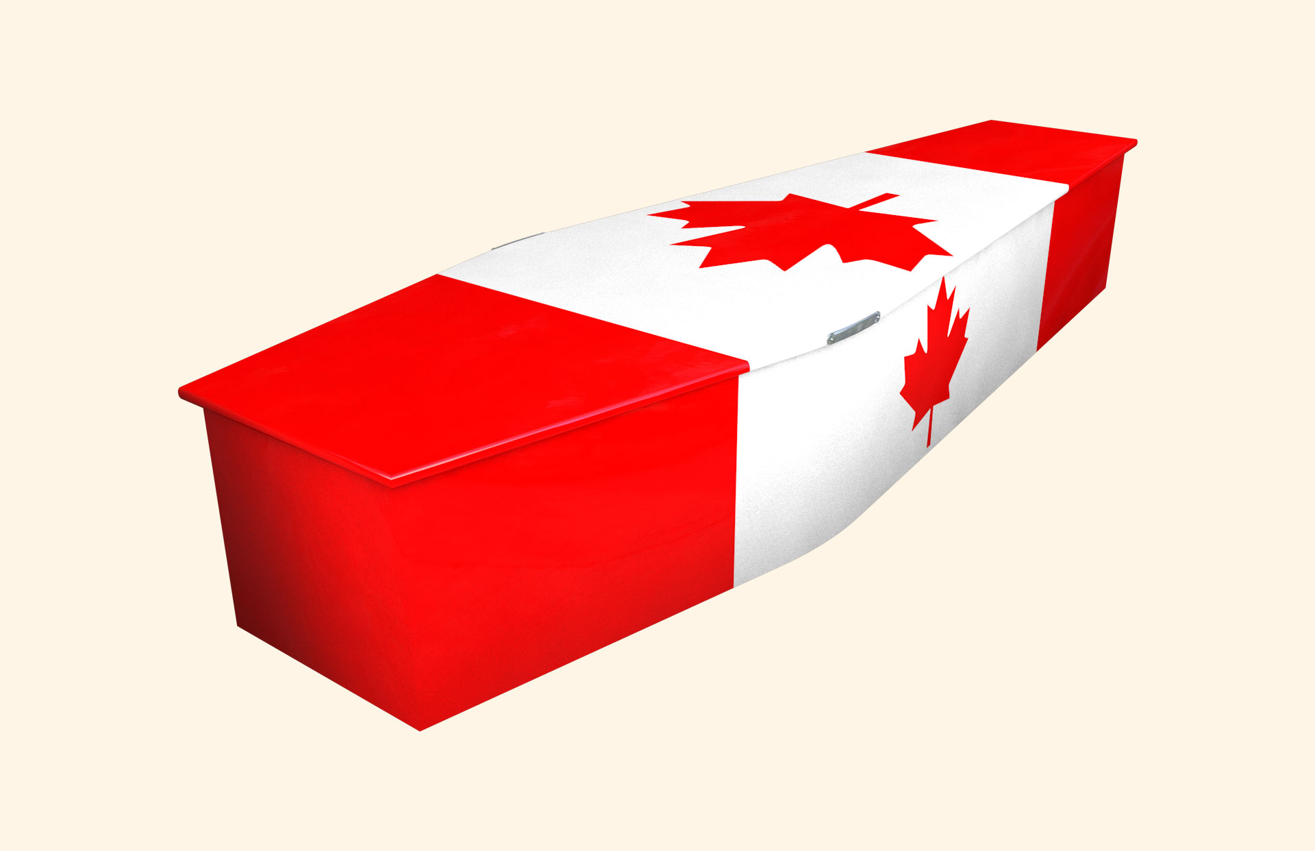Canadian Flag design on a traditional coffin